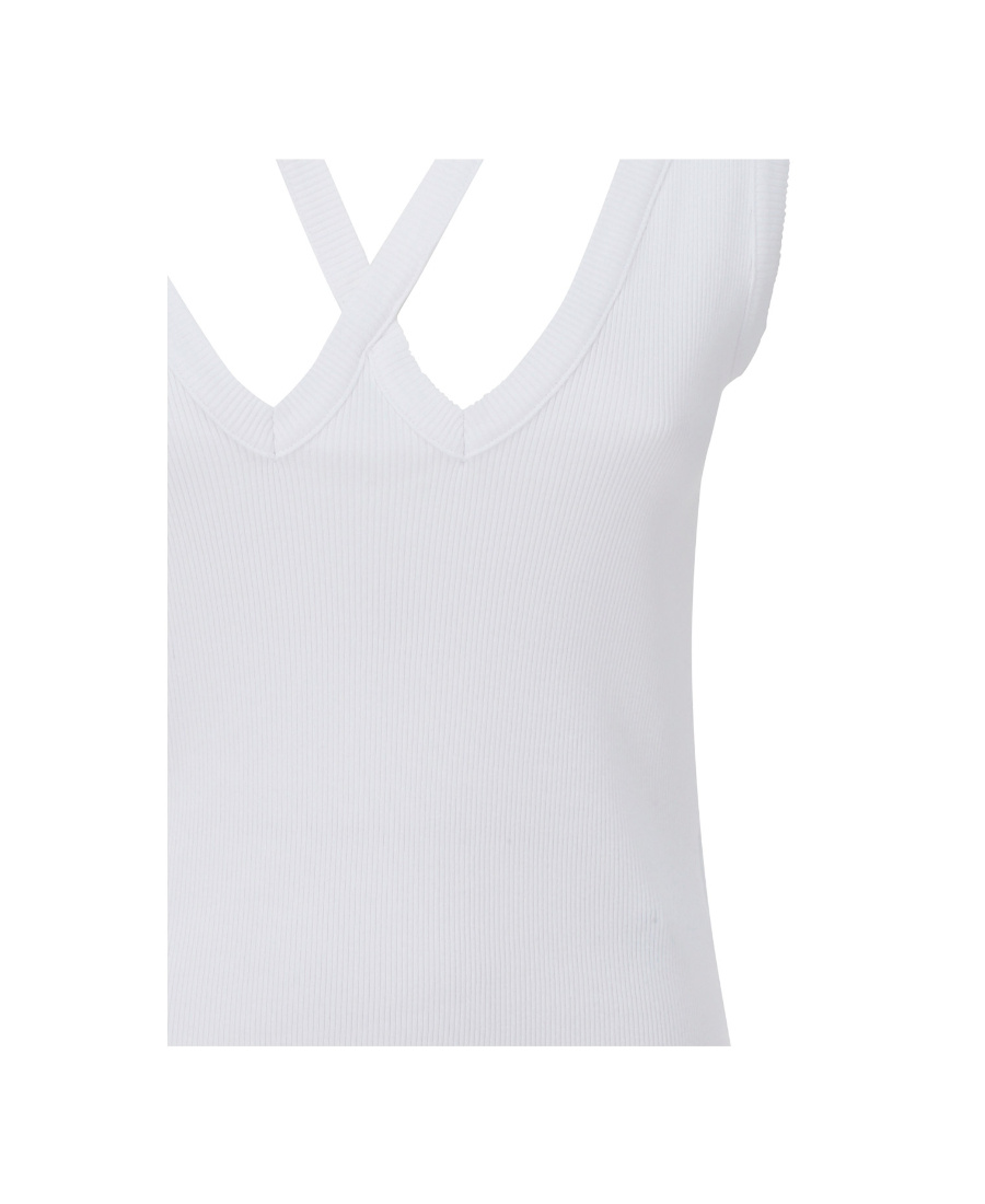 Mm6 Maison Margiela Halterneck Scoop-back Vest Top In White