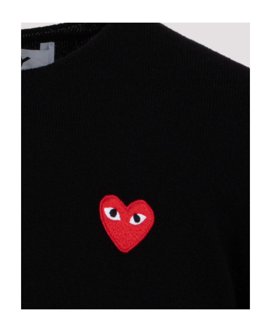Comme Des Garçons Play Overlapping Heart Long Sleeve T-shirt In Black