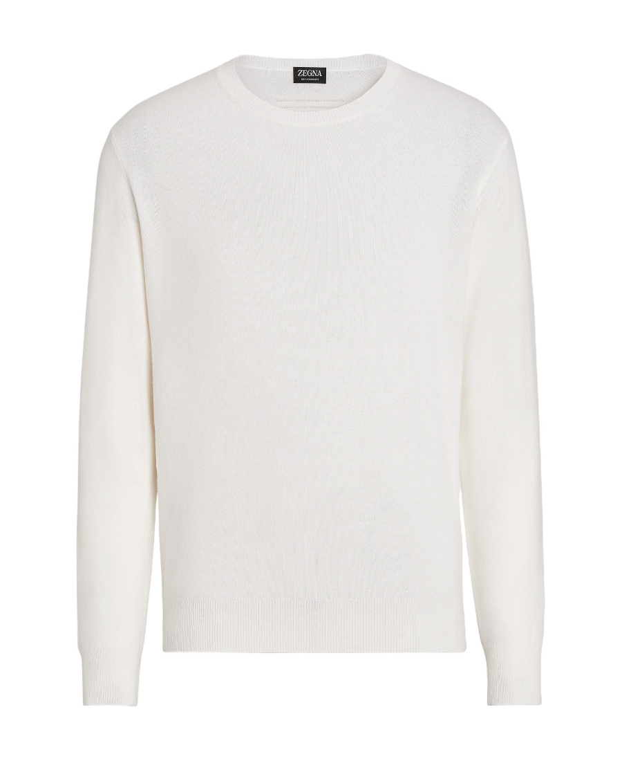 Zegna Crew Neck Cashmere Sweater In White
