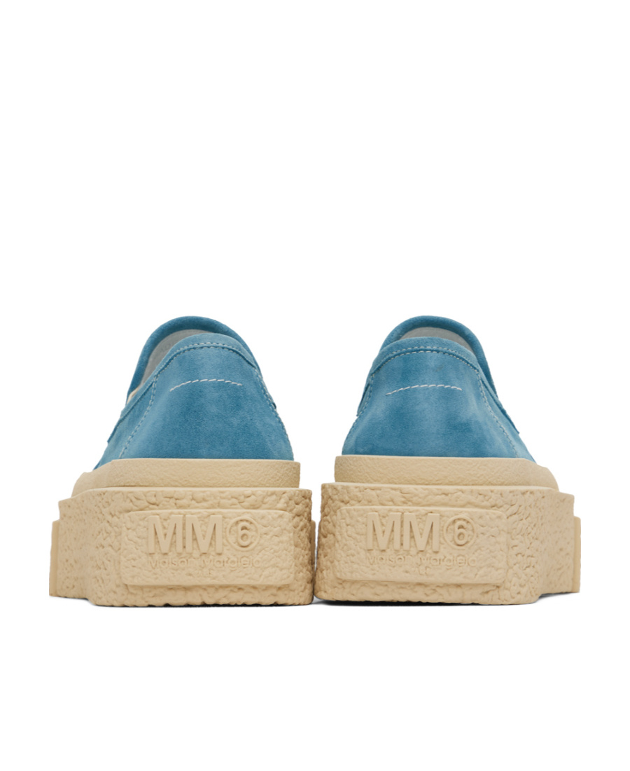 Mm6 Maison Margiela Logo-patch Suede Flatform Sneakers In Nude