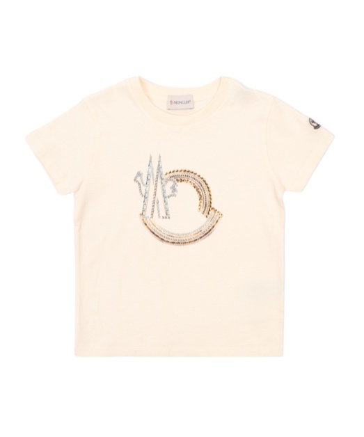 Moncler Logo-print Cotton T-shirt In Nude