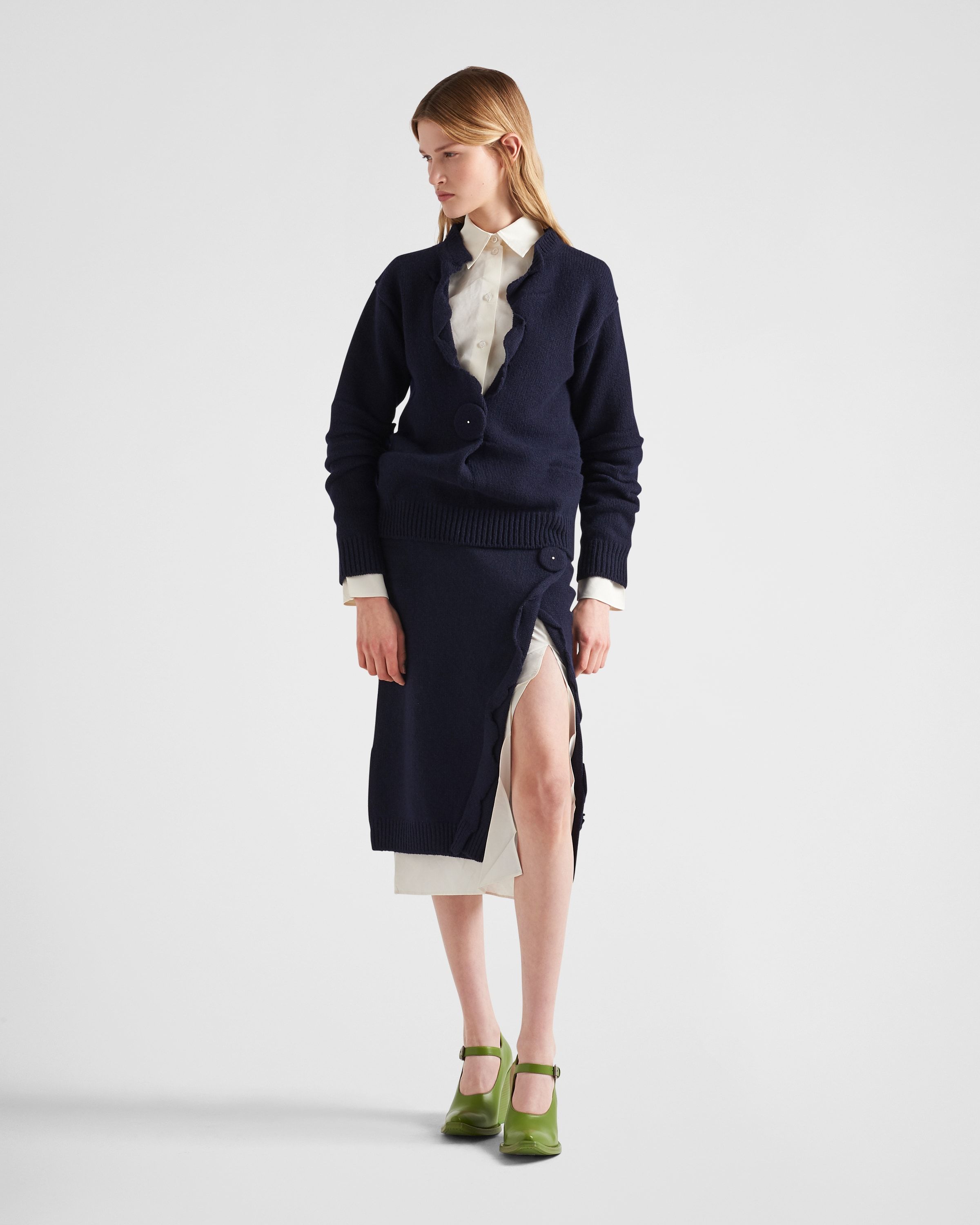Prada Cashmere V-neck Jumper In Blue