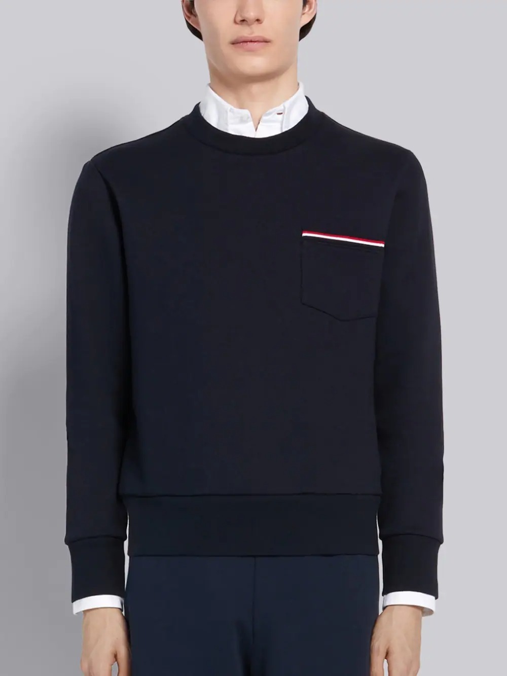 THOM BROWNE LOOPBACK STRIPE POCKET SWEATSHIRT