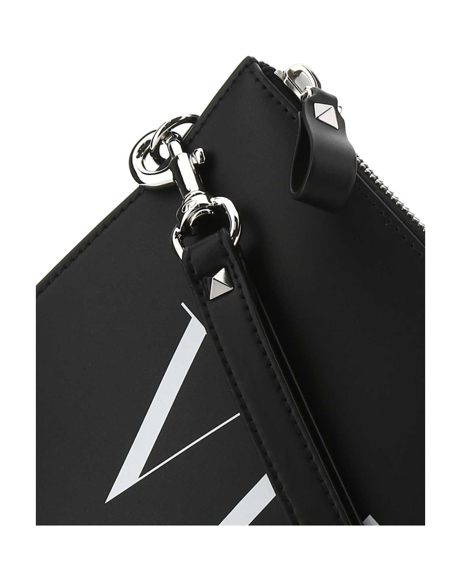 Valentino Vltn Leather Clutch Bag In Black