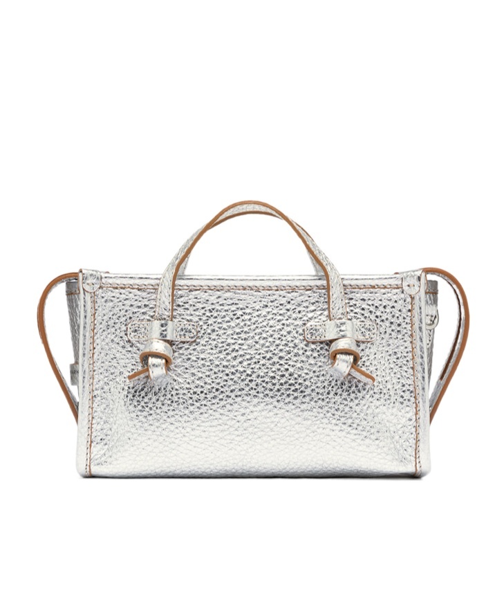 Gianni Chiarini Marcella Textured Silver Leather Shoulder Bag In White