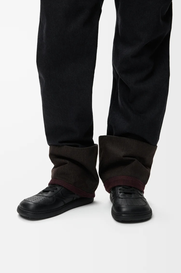 Loewe Jambo Logo-detail Leather Sneakers In Black