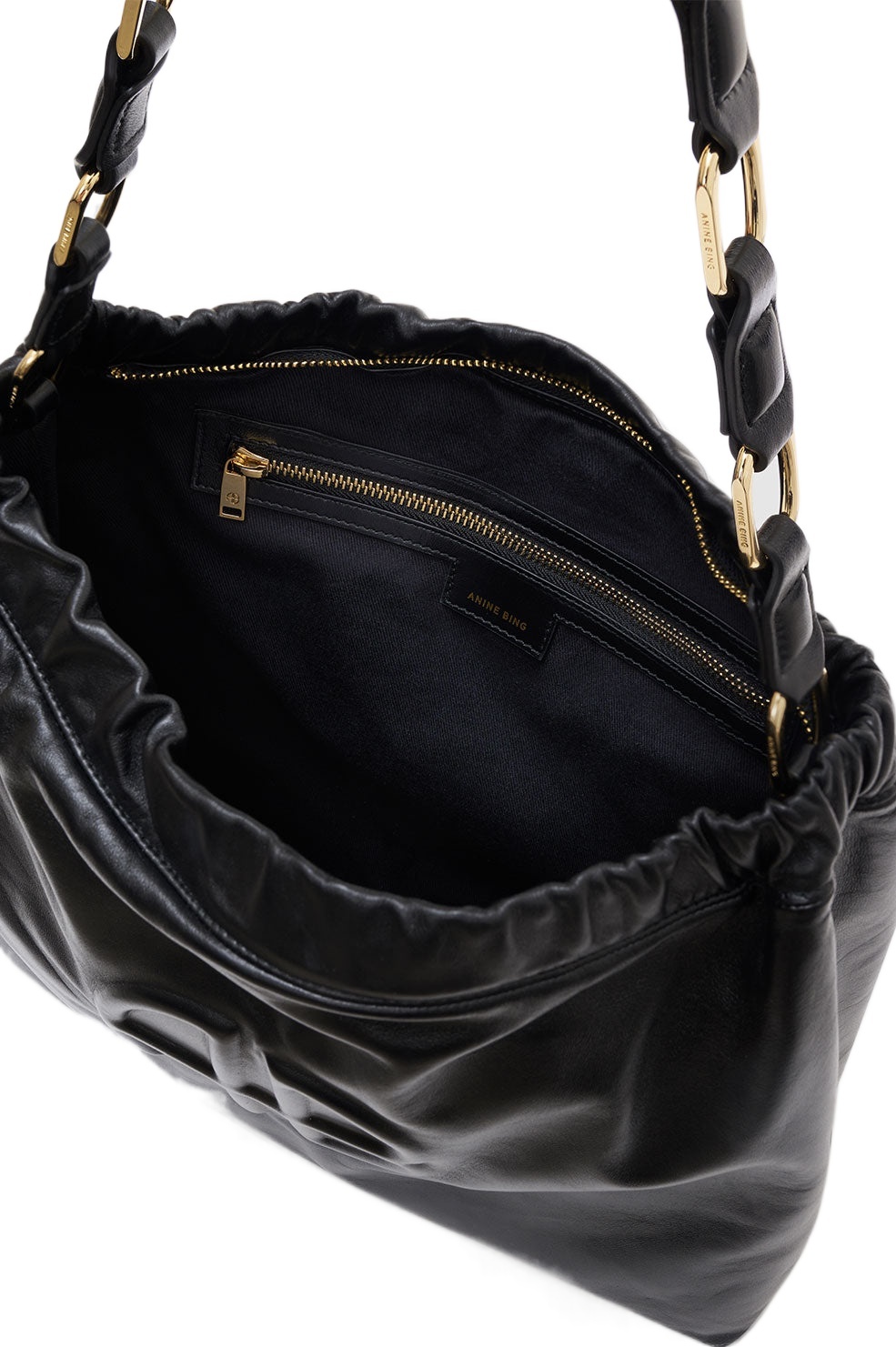 Shop Anine Bing Kate Leather Shoulder Bag In Black