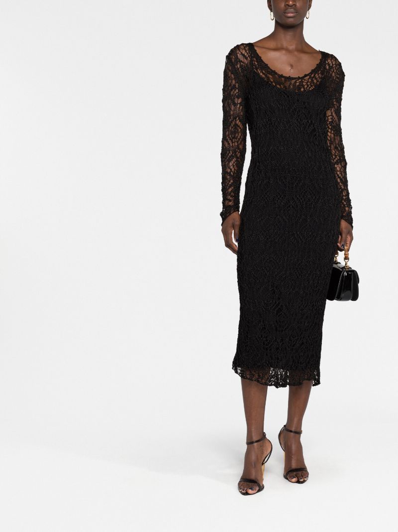 Tom Ford Lace-patterned Pencil Dress In Black