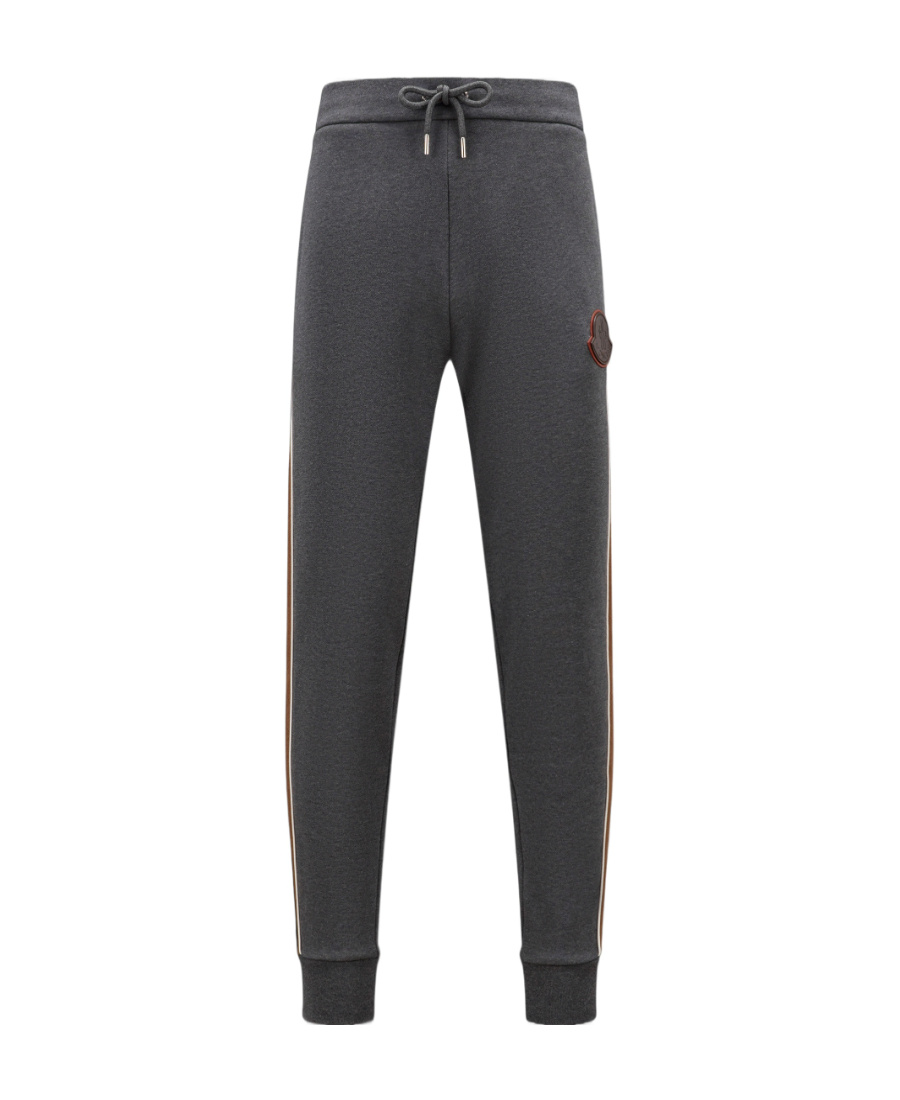 Moncler Stripe-detail Fleece Track Pants In Gray