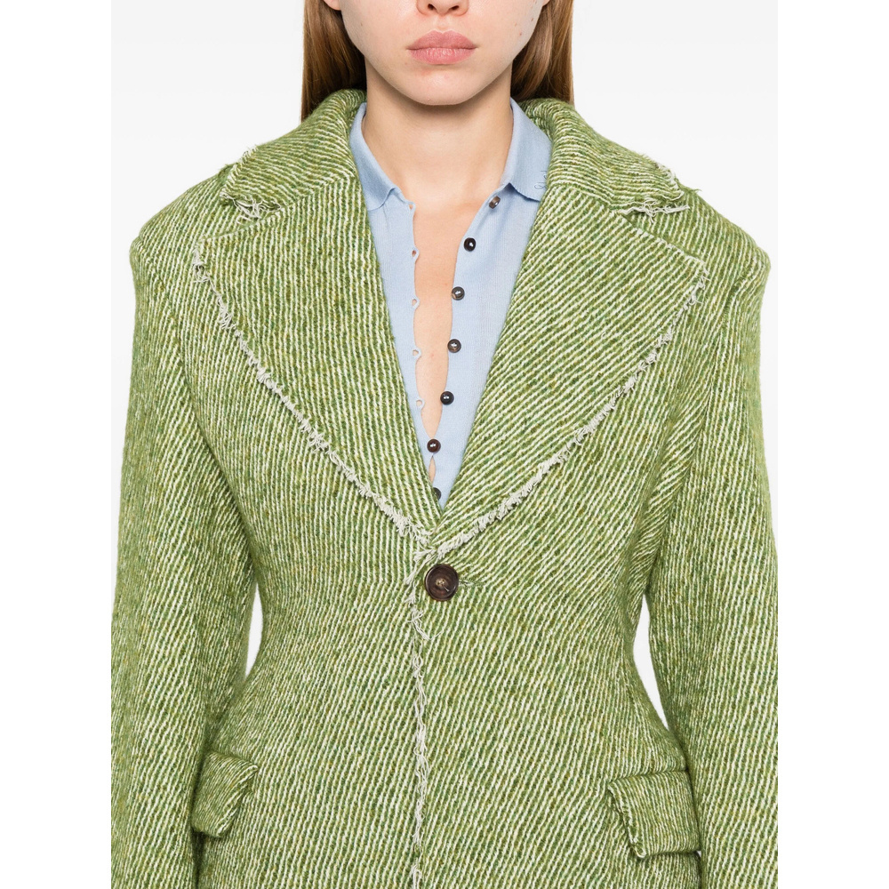 Séfr Lapel Long-sleeved Suit Jacket In Green