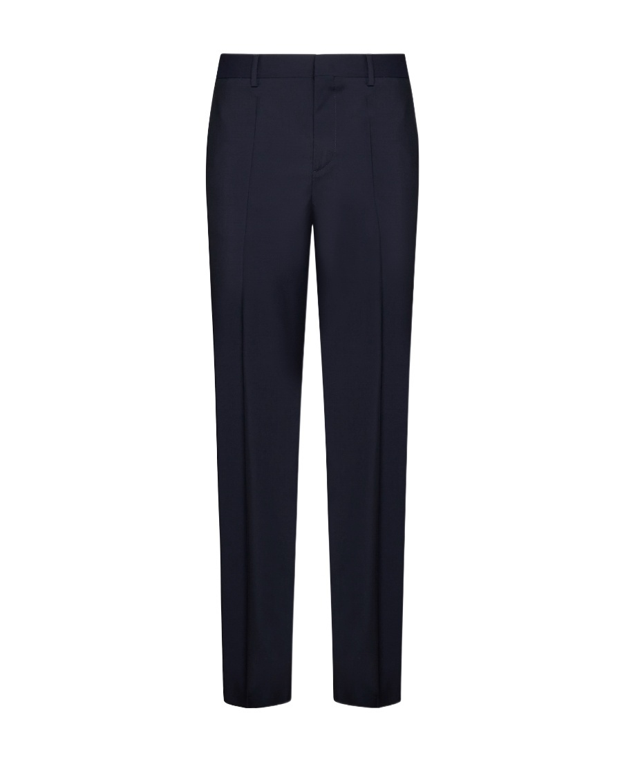 Valentino Wool-mohair Drawstring Straight Trousers In Black