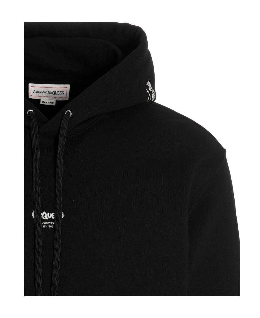 Alexander Mcqueen Small Graffiti Logo Hoodie In Black