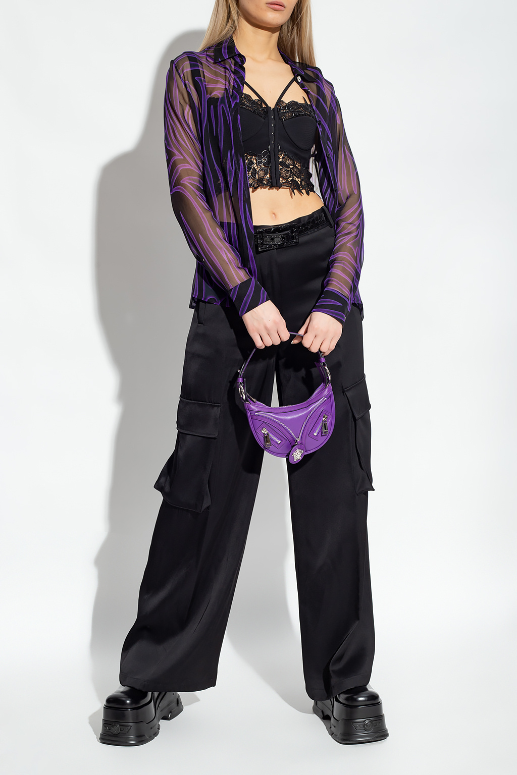 Versace Floral Lace Corset In Black
