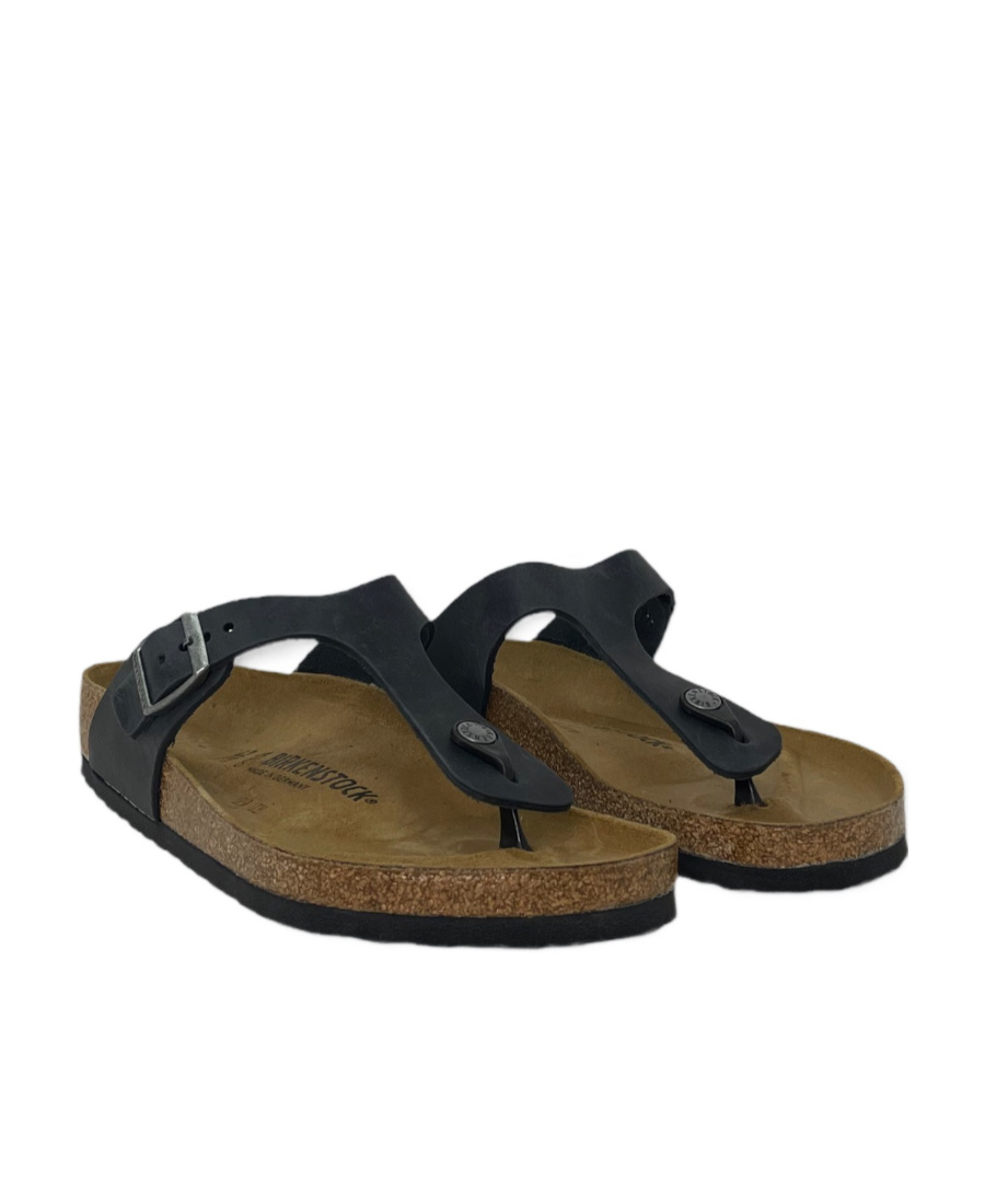 Birkenstock Gizeh Leather Thong Sandals In Black