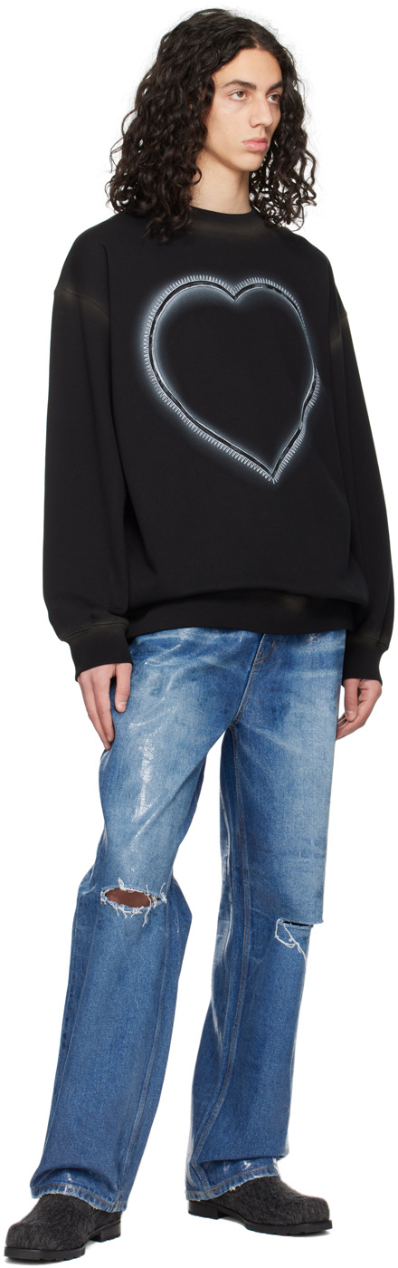 We11 Done Heart-print Cotton Sweatshirt In Black