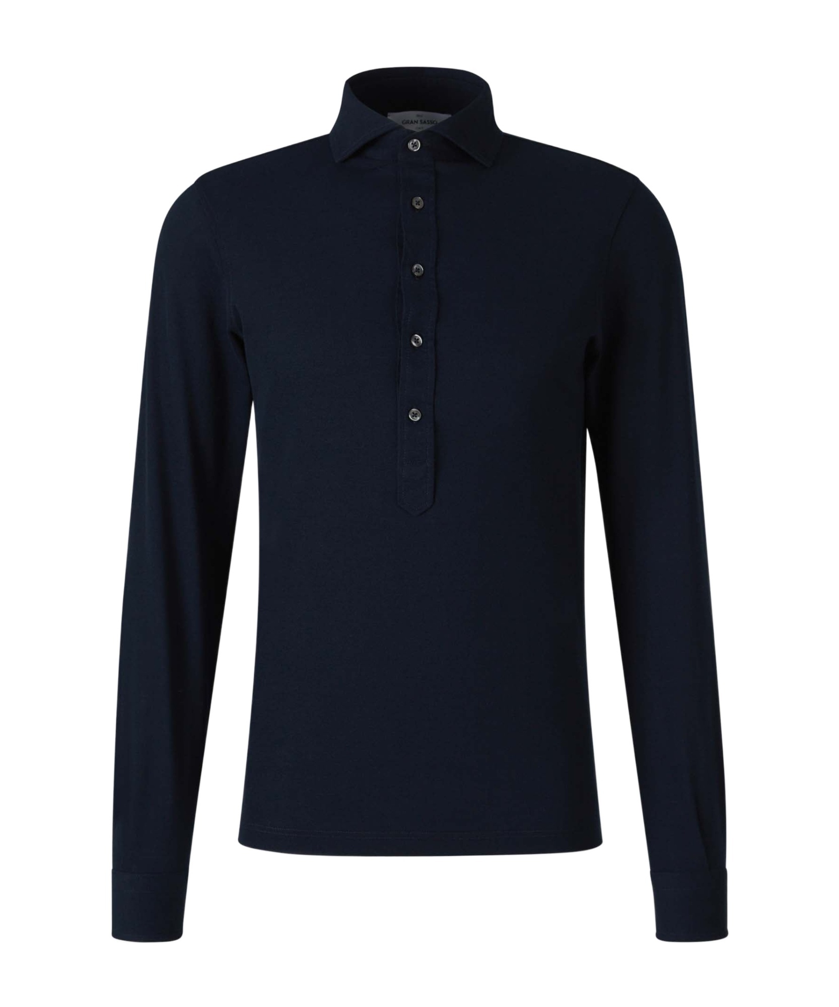 Gran Sasso Long-sleeve Button Polo Shirt In Black