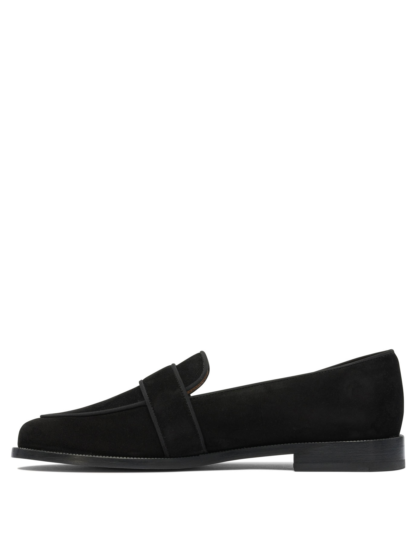 Aquazzura Martin Grosgrain-trimmed Suede Loafers In Black