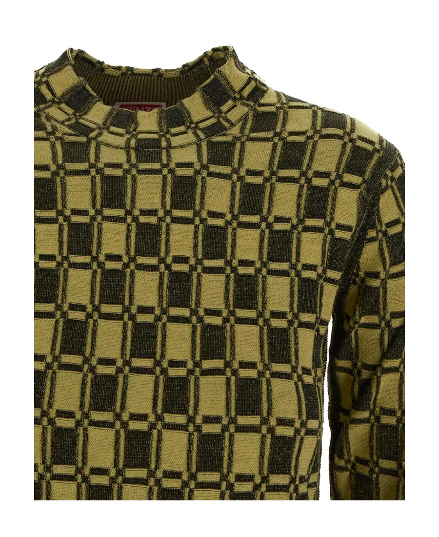 Kenzo Jacquard Fitting Pullover In Green