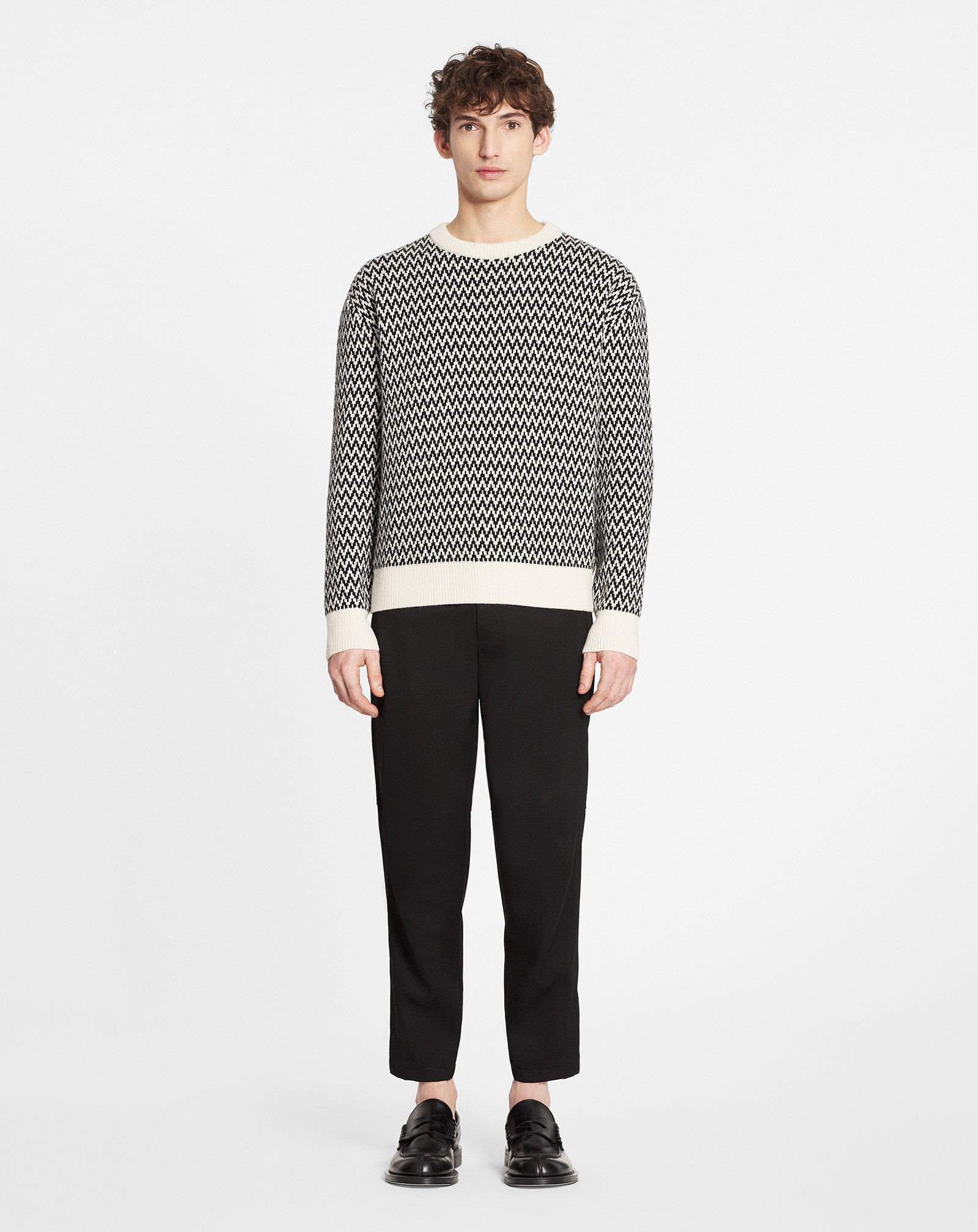 Lanvin Chevron-motif Jumper In Black