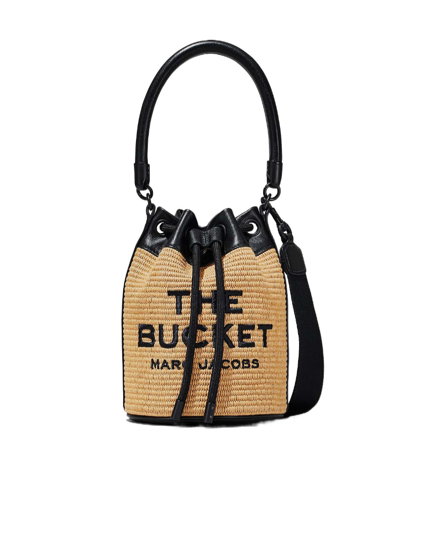 Marc Jacobs The Bucket Raffia Effect Bag In Black