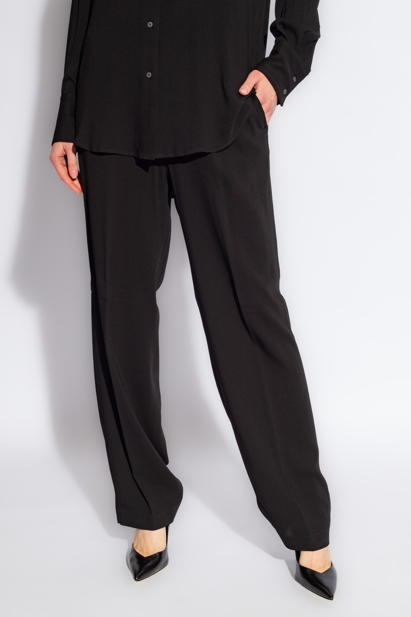 FABIANA FILIPPI FABIANA FILIPPI ELASTICATED WAISTBAND STRAIGHT CREPE TROUSERS