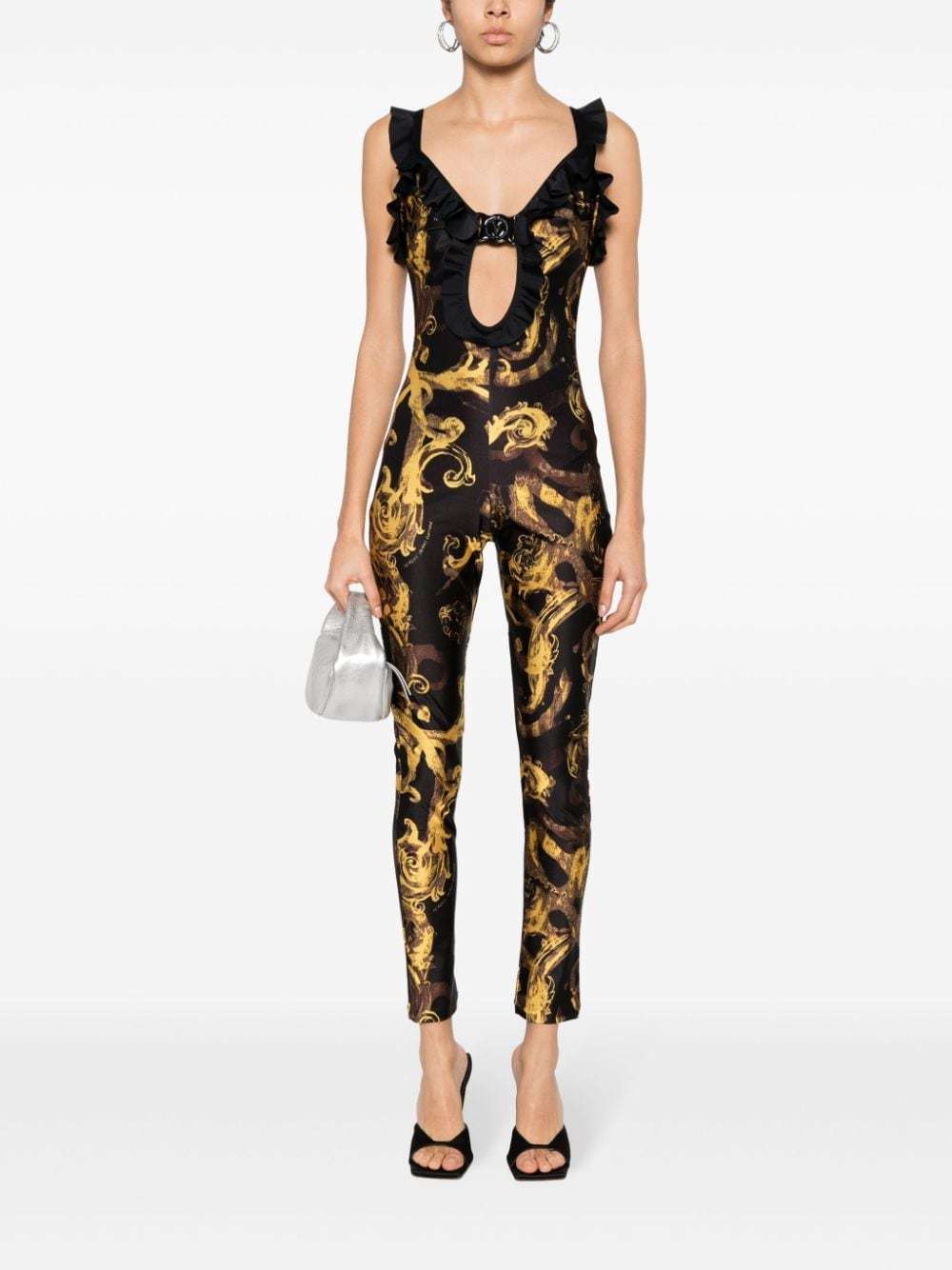 Versace Jeans Watercolor Couture Jumpsuit In Black