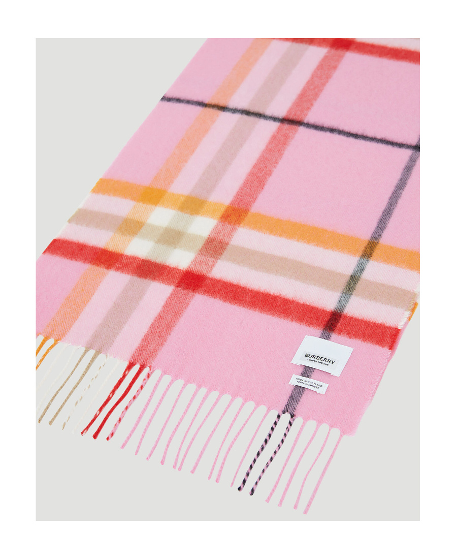 Burberry Checkered Fringed Scarf In Pink