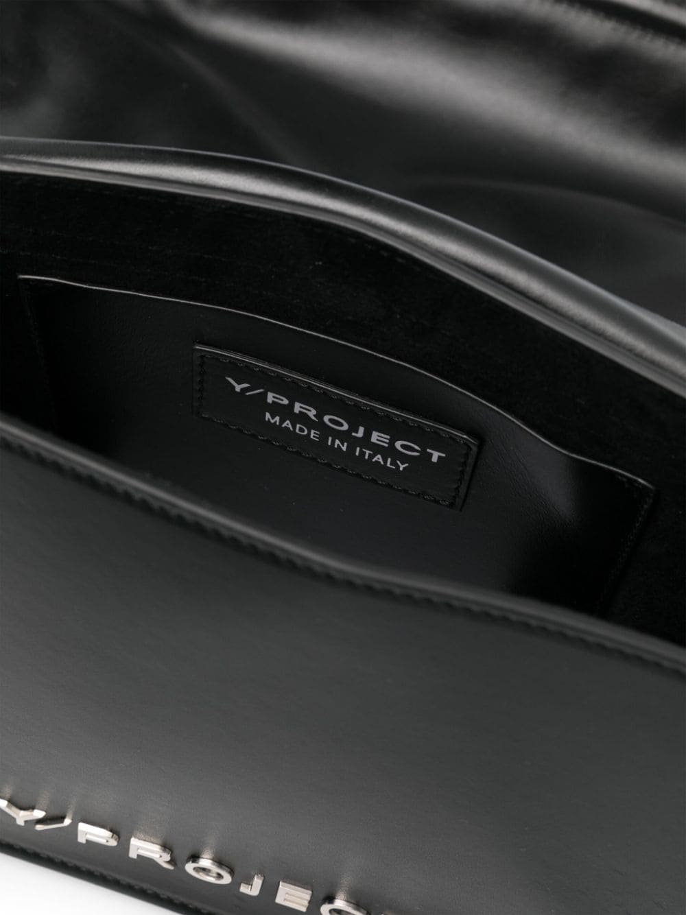 Y/project Black Leather Twisted Handle Handbag With Adjustable Strap In Black