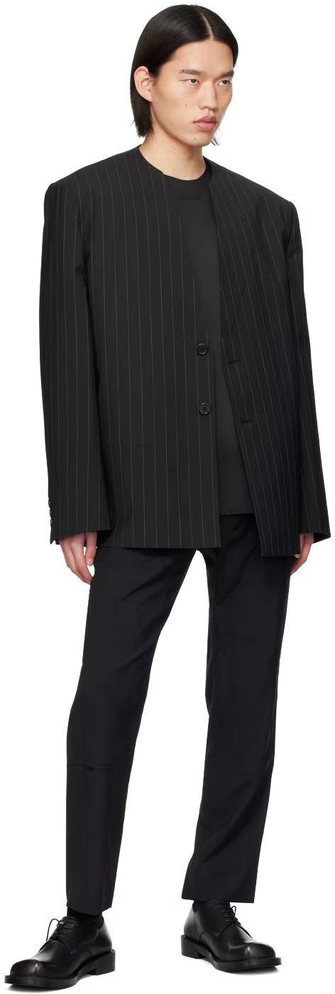 We11 Done Black Striped Embossed Blazer In Black