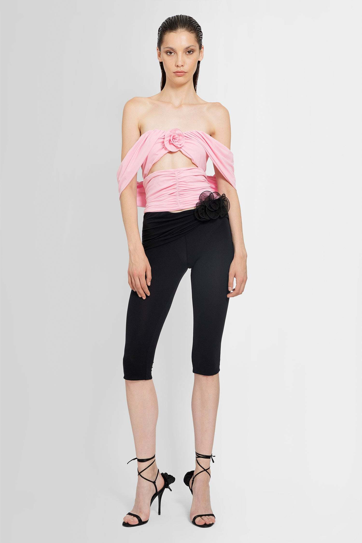 Magda Butrym Draped Off Shoulder Cutout Top In Pink