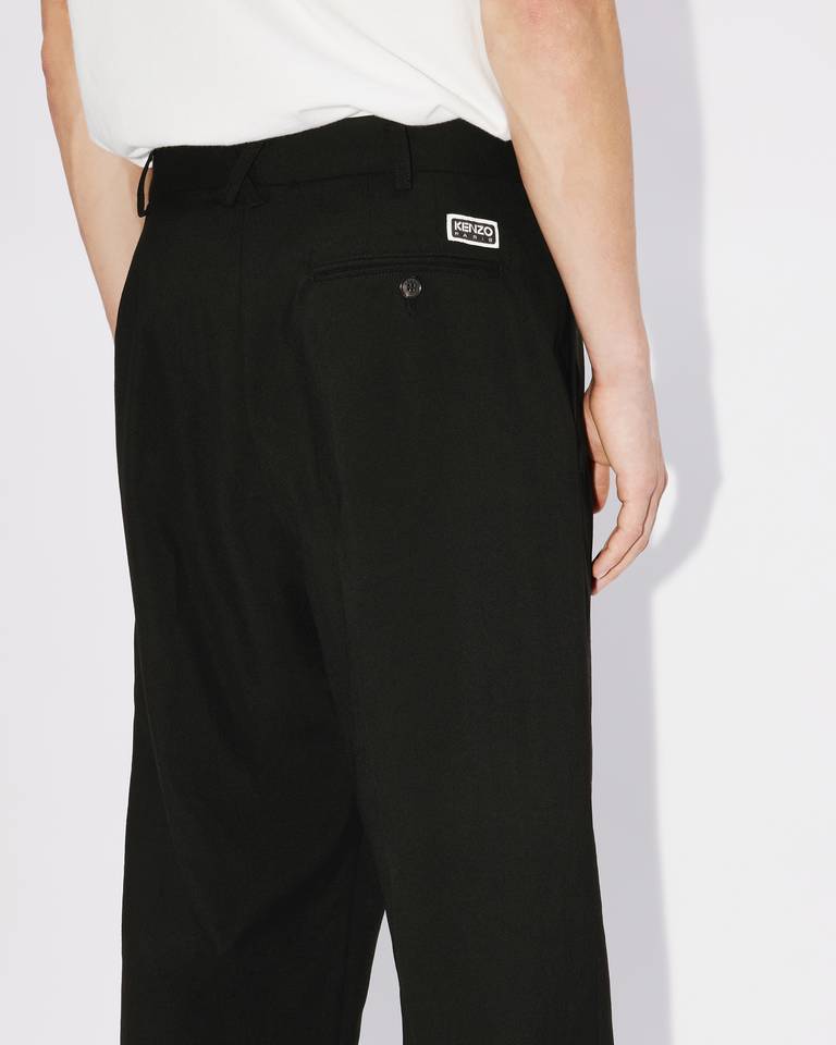 Kenzo Wool Pleated Tailored Trousers In Black