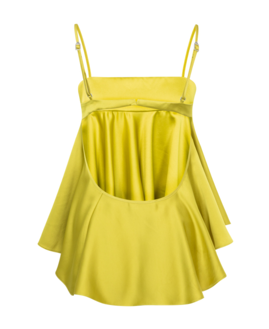Shop Attico Charmeuse Crop Top In Yellow