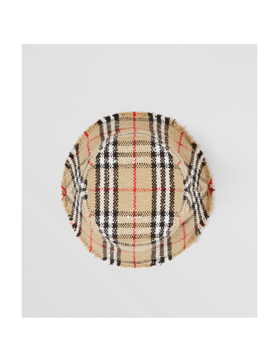 Burberry Vintage Check Boucle Wool-blend Bucket Hat In Nude
