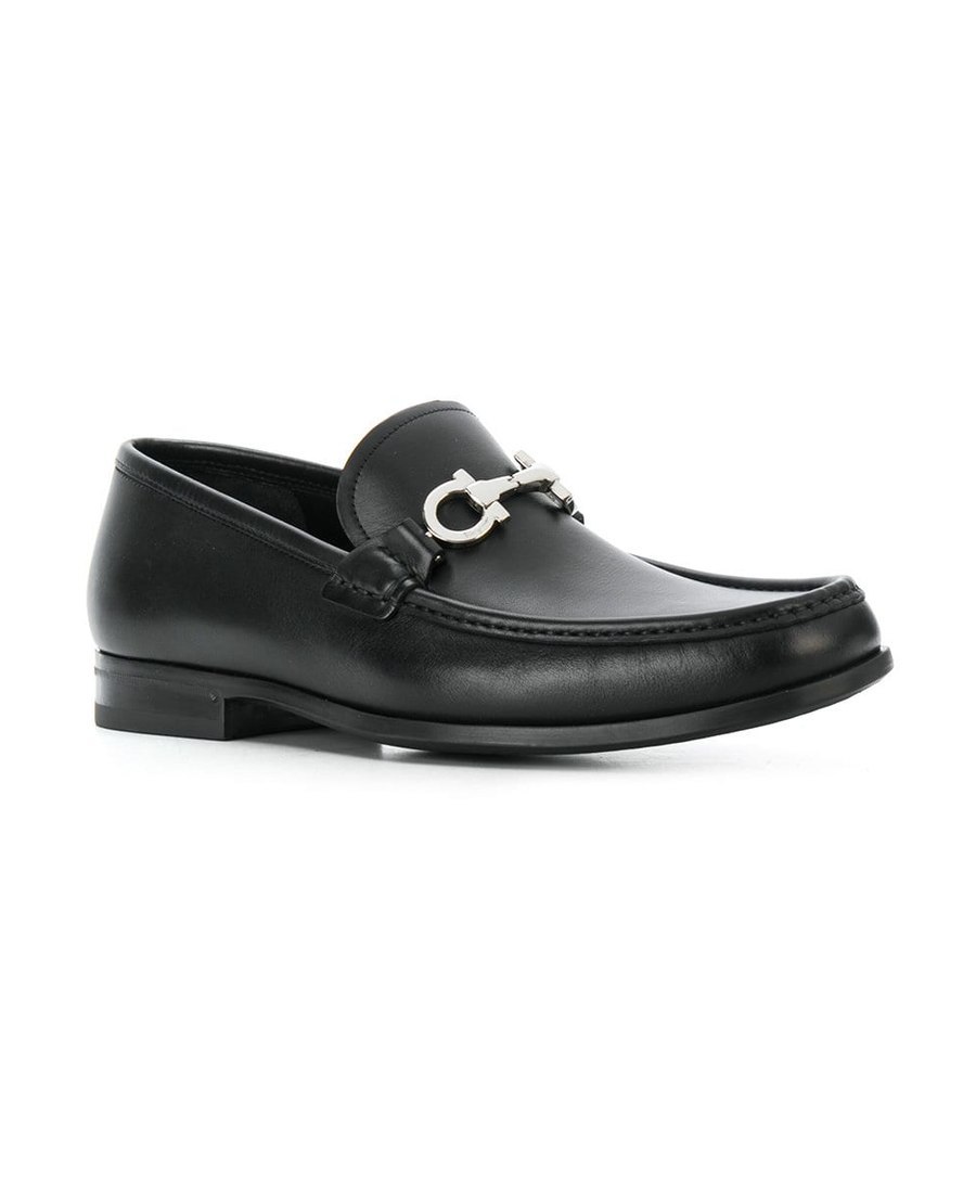 Ferragamo Salvatore Men Dark Brown Leather Grandioso Loafers In Black