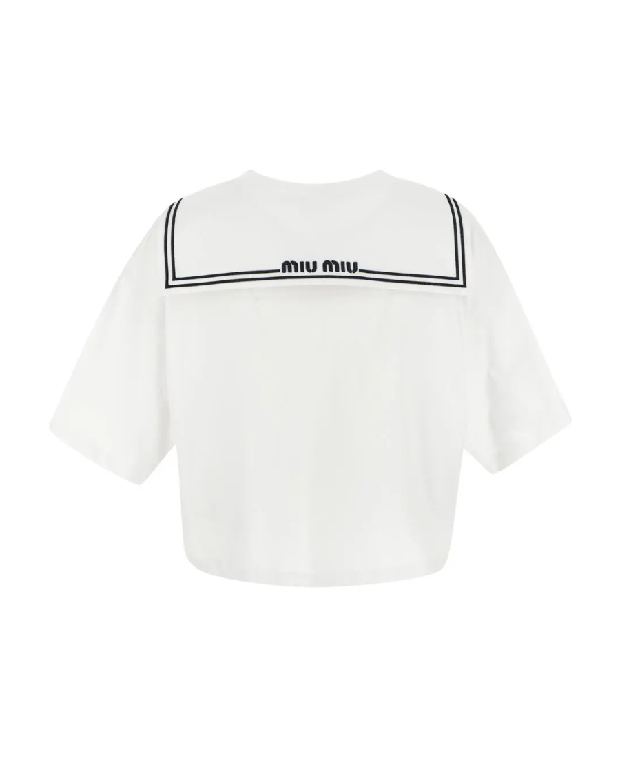 Miu Miu Tie-front Cropped Blouse In White