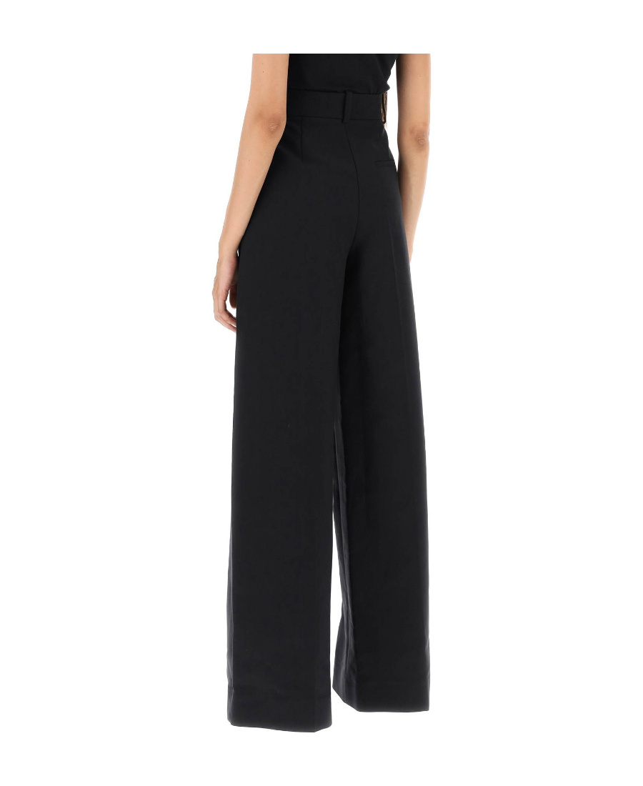 Khaite High-waisted Wide-leg Trousers In Luxurious Satin In Black
