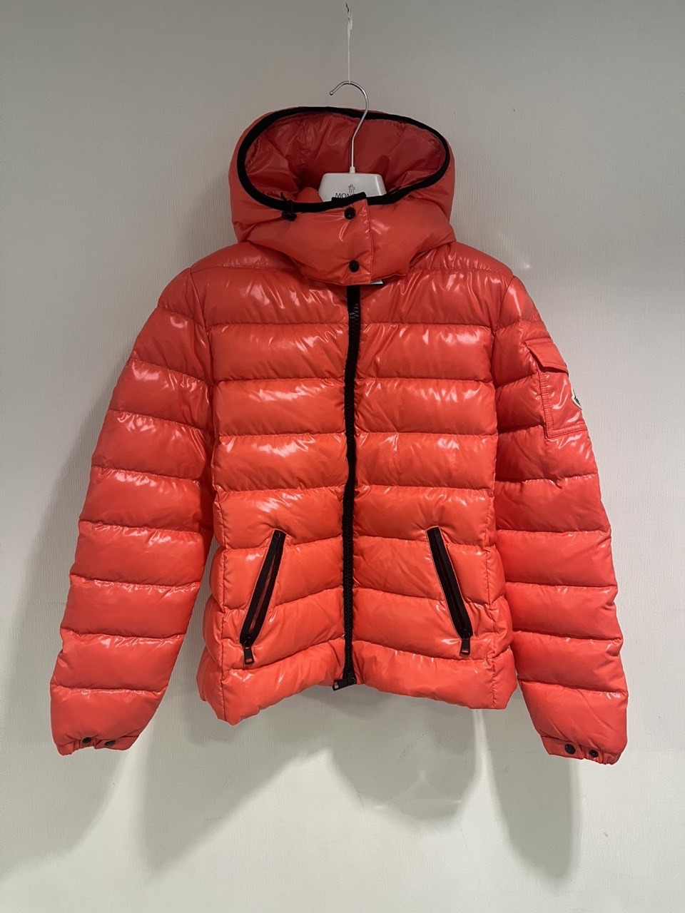 Shop Moncler Long Sleeve Hooded Cotton Coat In Red
