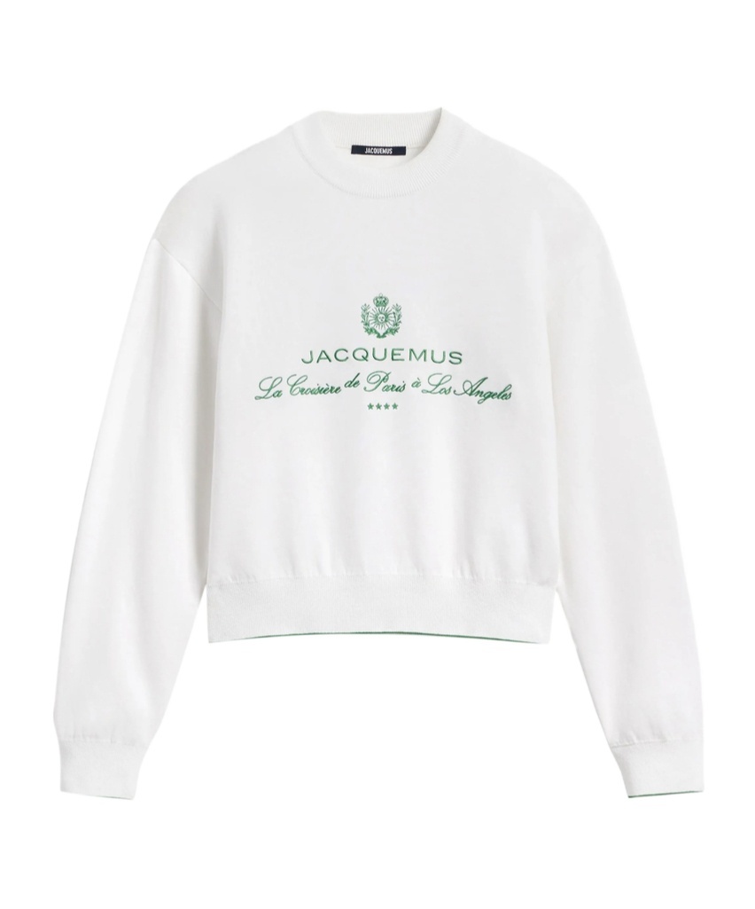 Jacquemus White Sweater With Logo Embroidered On The Front And Short Design In Cotton Woman In White
