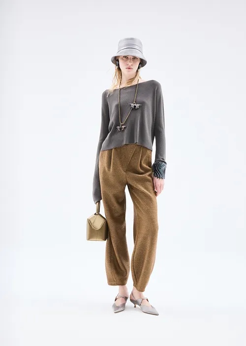 Giorgio Armani Long Sleeves Boat Neck Sweater In Gray