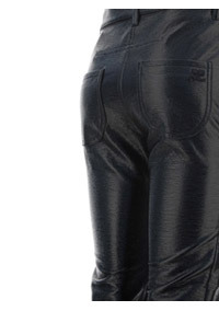 Courrèges Logo Embossed Faux-leather Slim Pants In Black