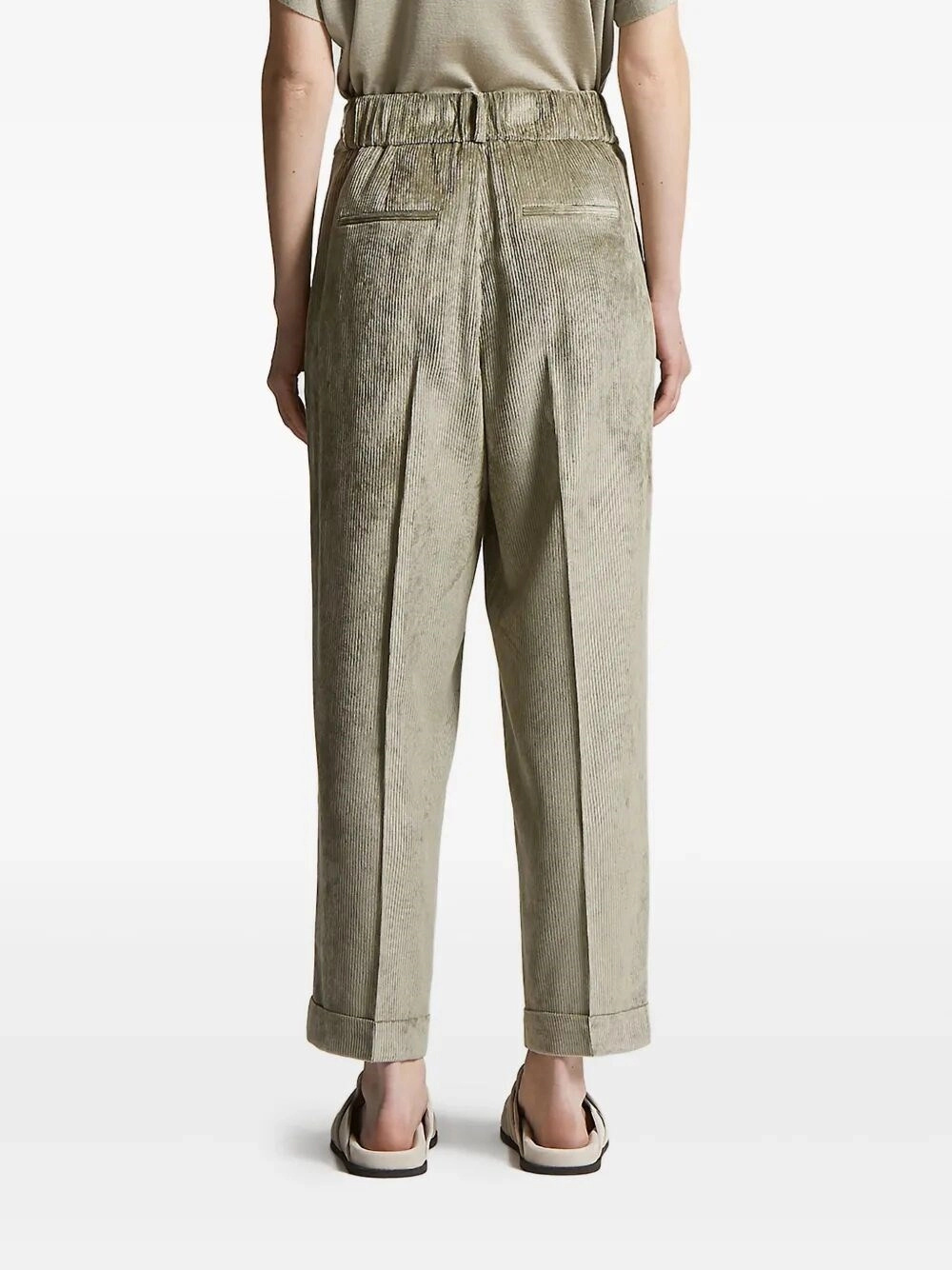 Peserico Pleated Corduroy Trousers In Gray