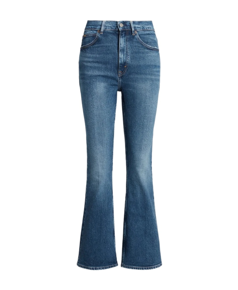 Polo Ralph Lauren High-waisted Flared Jeans With Cropped Leg And Vintage Wash In Blue