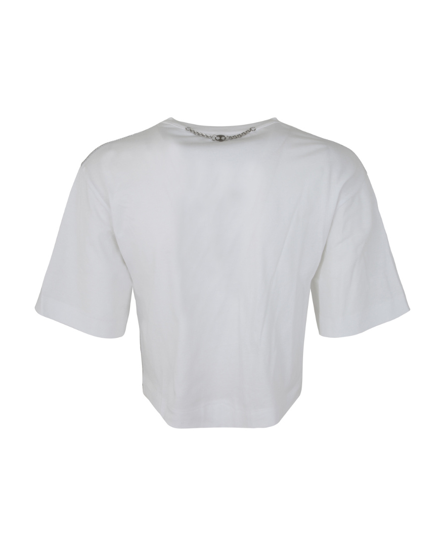 Rabanne Cropped Cotton-jersey And Chainmail T-shirt In Gray