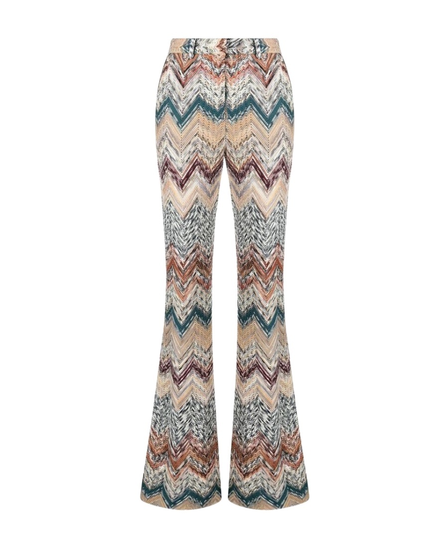 Missoni Zigzag-pattern Knitted Trousers In Gray