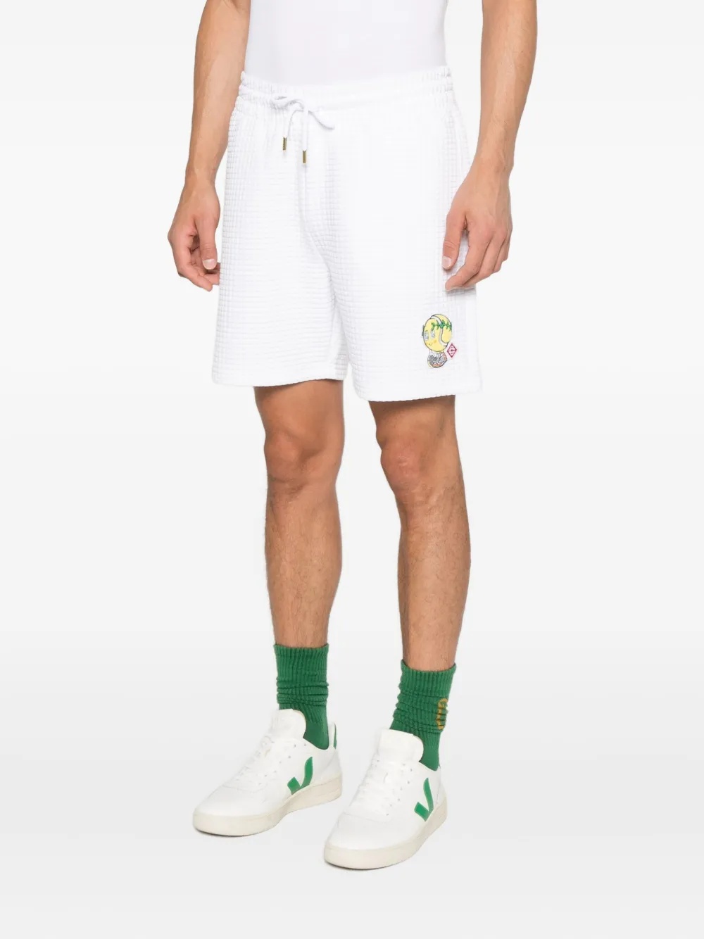 Casablanca Tennis Mascot Quilted Sweatshorts In White