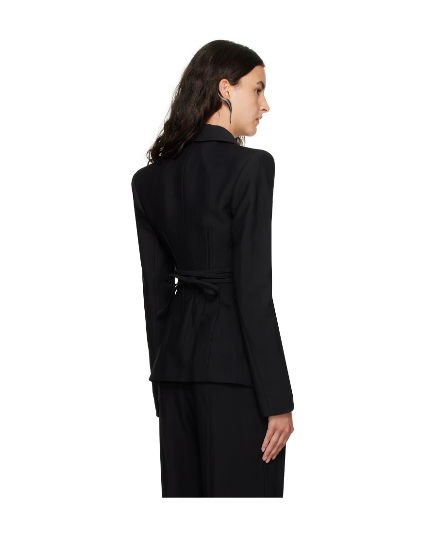 Mugler Tie-fastening Split Blazer In Black