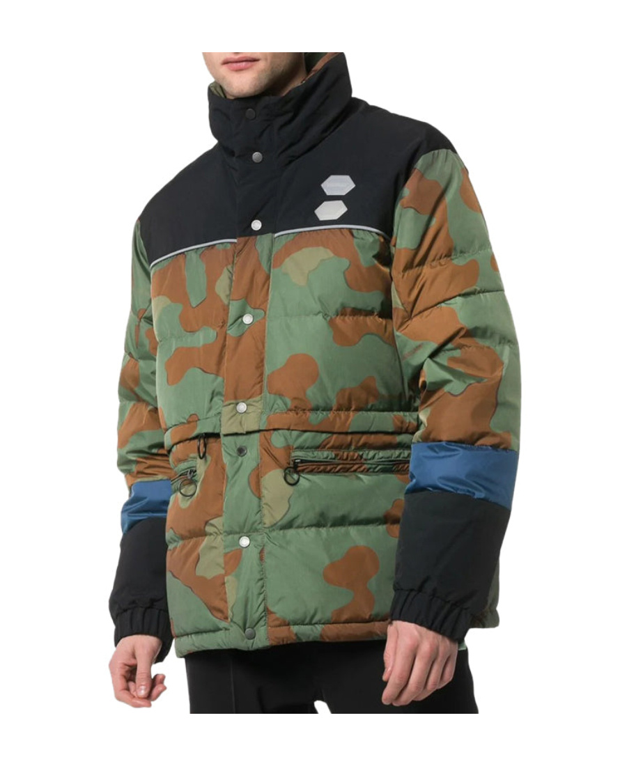 Off-white Camouflage Down Jacket In Green