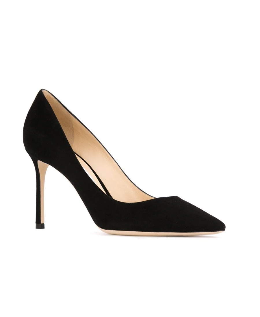 Jimmy Choo Romy 85 Spitze Pumps Aus Schwarzem Leder Mit Eidechsen-print In Black