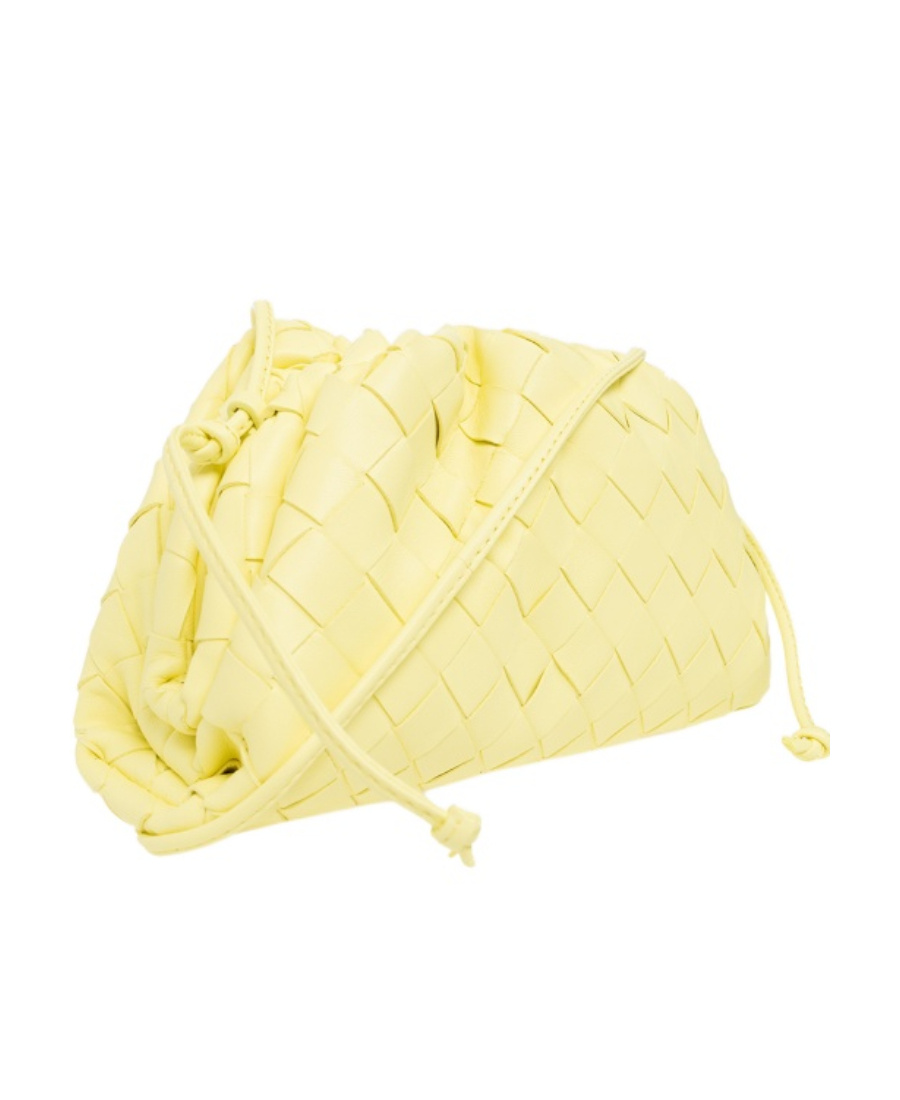 Bottega Veneta Logo Knitted Clutch In Yellow
