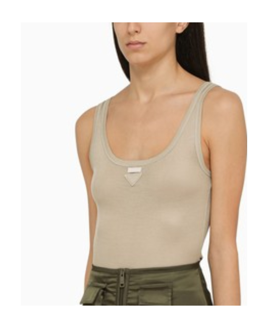 Prada Sleeveless Round Neck Vest In Gray